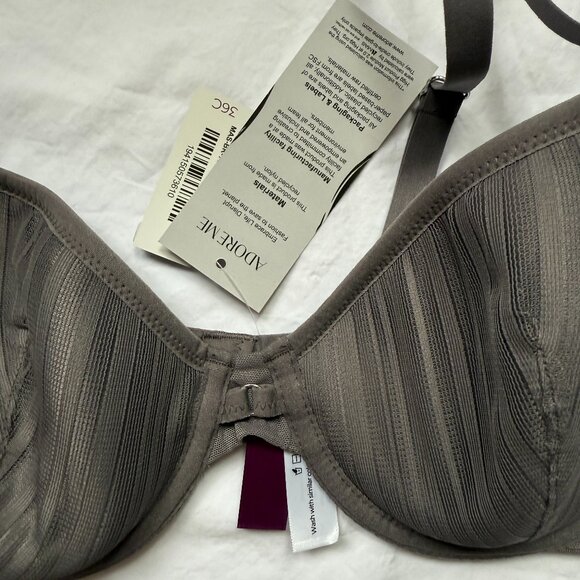 NWT Adore demi excaliber underwire bra 36C & matching thong panties, M, purple - Picture 3 of 4